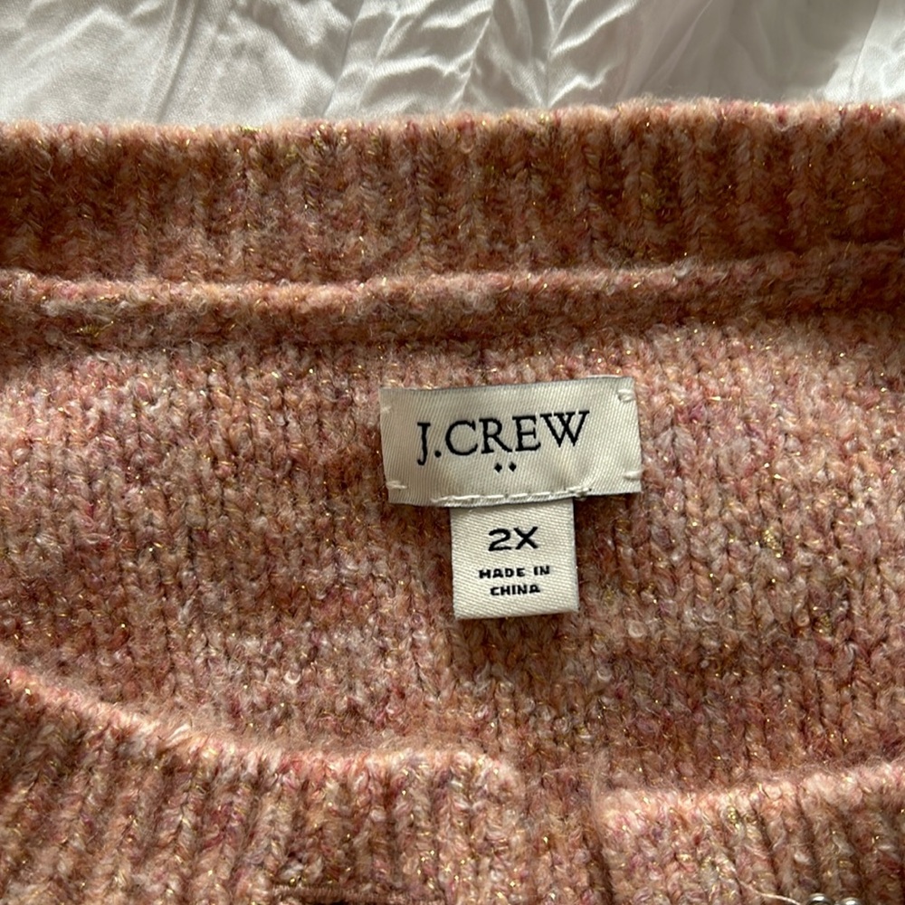 J.Crew women’s 2x cardigan pink with gold sparkles, pretty buttons